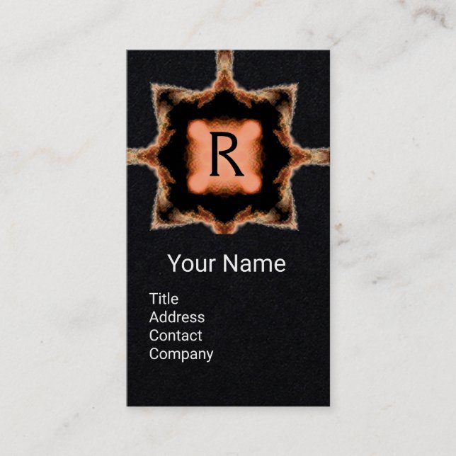 Carte De Visite ÉLÉGANT CARRÉ MONOGRAM Rose Brown papier noir (Devant)