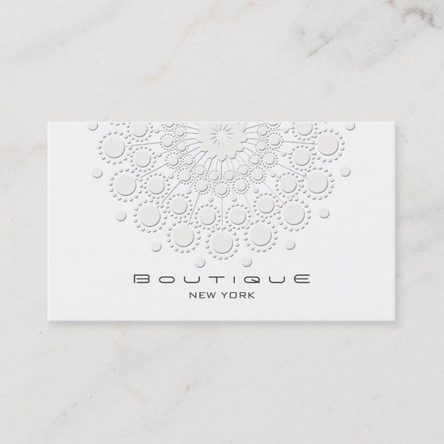 Carte De Visite Elégant cercle motif blanc sur blanc (Devant)