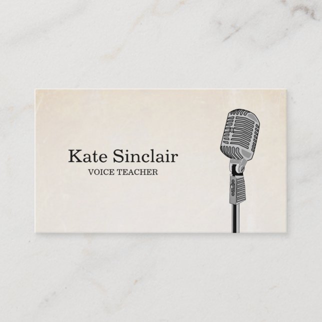 Carte De Visite Élégant chanteur blanc musique voix enseignant mus (Devant)