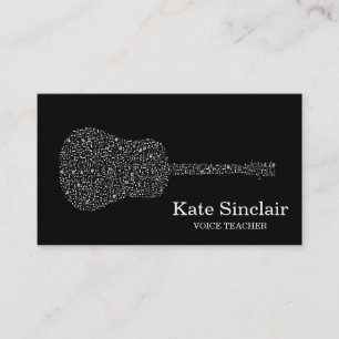 Carte De Visite Élégant chanteur blanc musique voix enseignant mus