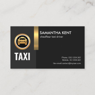 Carte De Visite Élégant Chauffeur de taxi en bande d'or noir