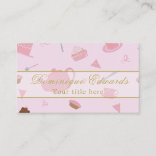 Carte De Visite Elégant Chef Café Shop Pink Gold