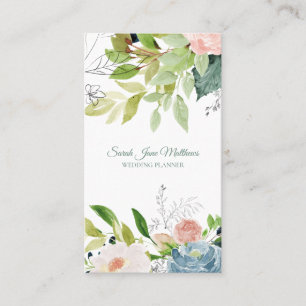 Carte De Visite Elégant chic aquarelle wedding planner botanique