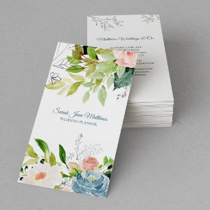 Carte De Visite Elégant chic aquarelle wedding planner botanique