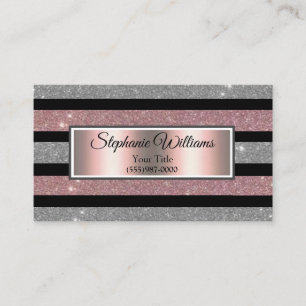 Carte De Visite Elégant Chic Blush rose & Silver Parties scintilla