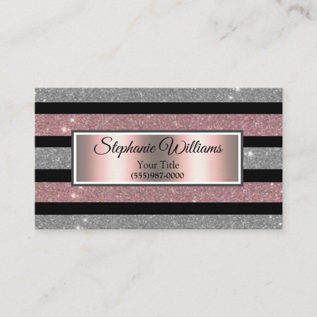 Carte De Visite Elégant Chic Blush rose & Silver Parties scintilla (Devant)