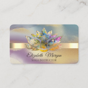 Carte De Visite Elégant Chic Bokeh Gold, Ombre Colorful Lotus