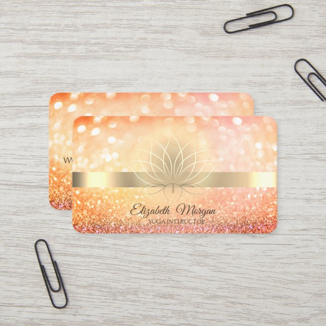 Carte De Visite Élégant Chic Bokeh Lotus Yoga Instructeur (Devant/Arrière en situation)