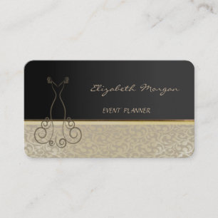 Carte De Visite Élégant Chic Élégant, Damas, Noir, Robe
