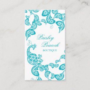 Carte De Visite Élégant chic élégant de paon floral de Paisley