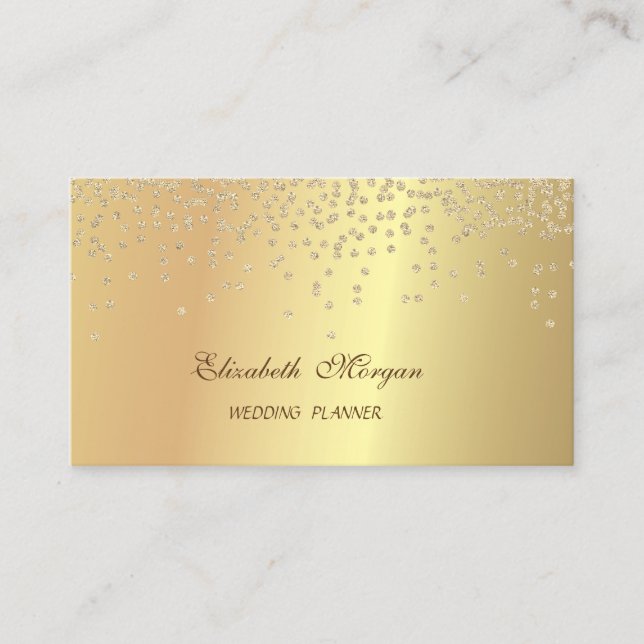 Carte De Visite Élégant Chic Faux Gold - Diamants brillants (Devant)
