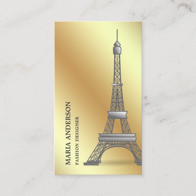 Carte De Visite Elégant chic Faux Gold Foil Paris Tour Eiffel (Devant)