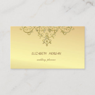 Carte De Visite Élégant Chic Glamour, Or Faux, Dentelle Glitterie