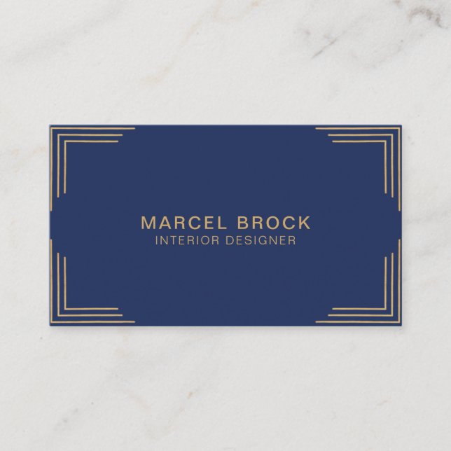 Carte De Visite Elégant Chic Gold Et Navy Blue (Devant)