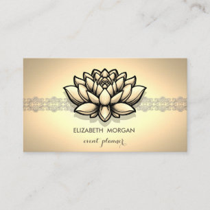 Carte De Visite Elégant Chic Gold Lace Lotus