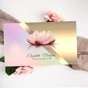 Carte De Visite Élégant Chic Gold Lotus Flower Yoga Instructeur