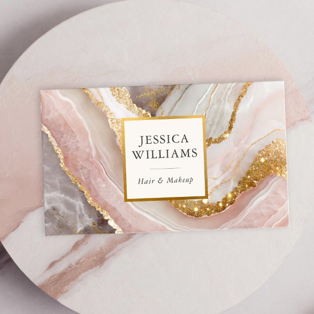 Carte De Visite Elégant Chic Gold Parties scintillant Marbre Moder (Créateur téléchargé)
