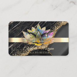 Carte De Visite Élégant Chic Lotus Marbre Noir
