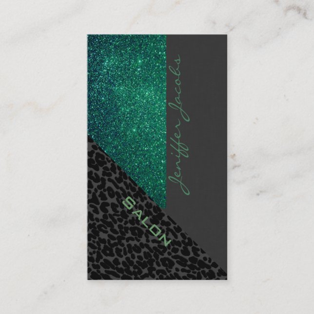 Carte De Visite Élégant chic luxe contemporain léopard glittery (Devant)