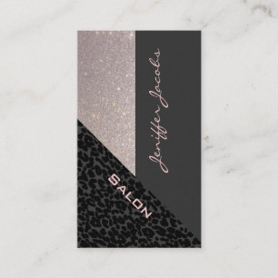 Carte De Visite Élégant chic luxe contemporain léopard glittery