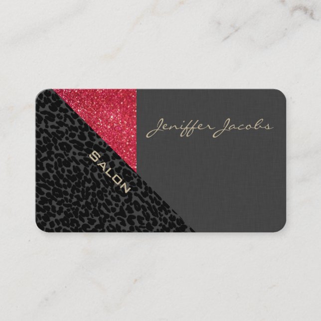 Carte De Visite Élégant chic luxe contemporain léopard glittery (Devant)