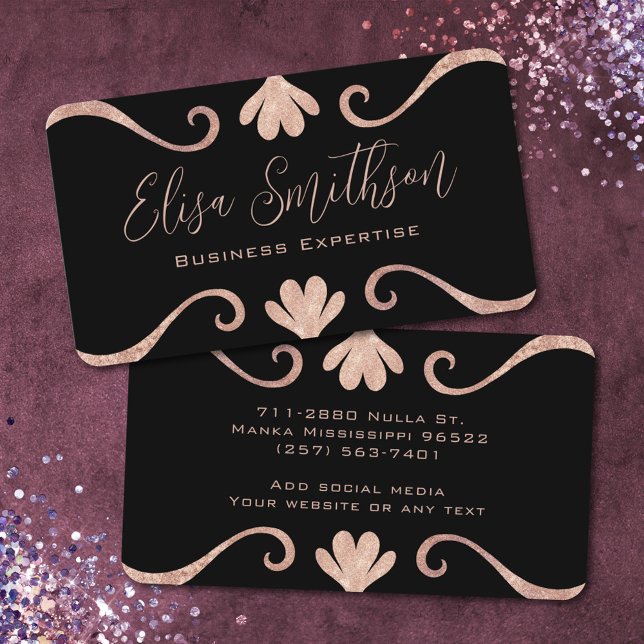 Carte De Visite Élégant chic luxe féminin rose et noir (Créateur téléchargé)