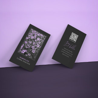 Carte De Visite Elegant Chic noir et violet photo Botanique