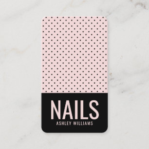 Carte De Visite Élégant chic noir roux pois rose pois ongles