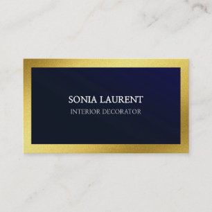 Carte De Visite Elégant chic or métallique marine bleu minimaliste
