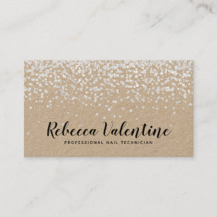 Carte De Visite Élégant chic parties scintillant en argent confett