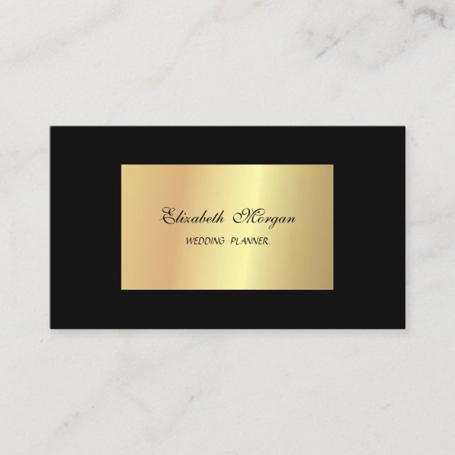 Carte De Visite Élégant chic professionnel élégant, Faux Gold, Noi (Devant)