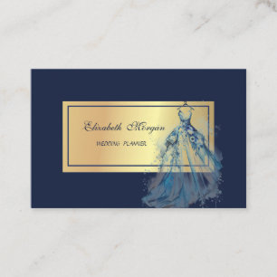 Carte De Visite Élégant Chic Professionnel, Robe Bleue