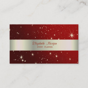 Carte De Visite Élégant Chic, Rayé, Rouge