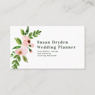 Carte De Visite Elégant chic rose aquarelle floral