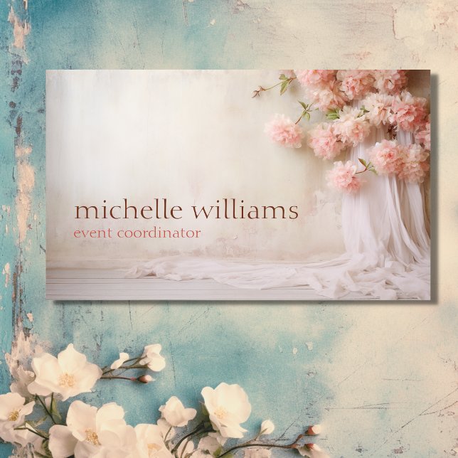 Carte De Visite Élégant Chic Rose Fleurs Floral (Front - Stylish Elegant Shabby Chic Pink Flowers Floral Business Card)