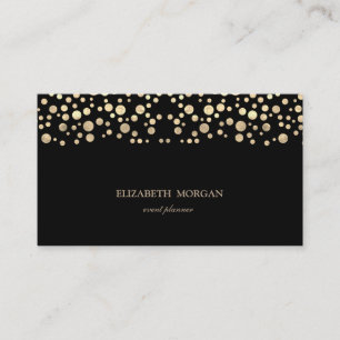 Carte De Visite Élégant Chic Sophistiqué, Confetti Or, Noir
