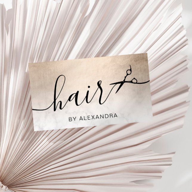 Carte De Visite Elégant ciseaux de marbre doré en cuivre coiffeuse (Créateur téléchargé)