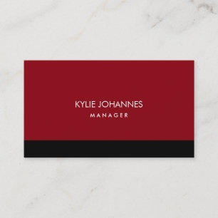 Carte De Visite Élégant clair élégant rouge couleur noir professio
