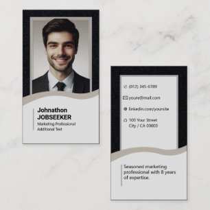 Carte De Visite Elégant Classic Chercheur d'emploi Recherche Gris 