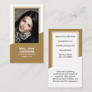 Carte De Visite Elégant Classic Job Seeker Classy Gold Mustard