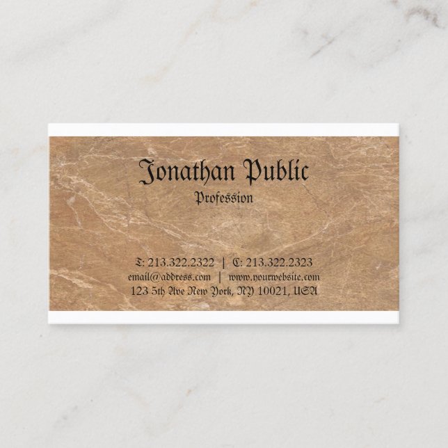 Carte De Visite Élégant Classic Nostalgic Script Marbre tendance (Devant)