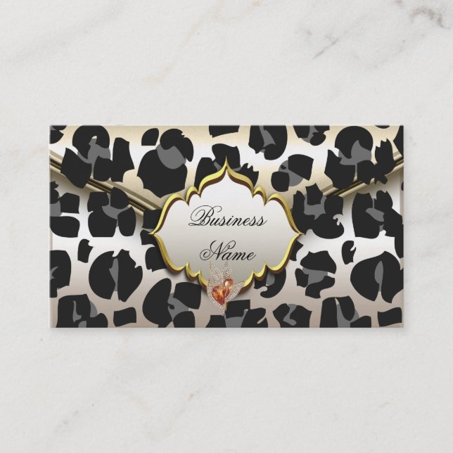 Carte De Visite Elégant Classy Animal Caramel Crème Beige Or (Devant)