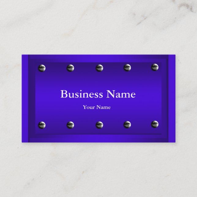 Carte De Visite Elégant Classy Blue Silver Metal Chrome look (Devant)