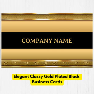 Carte De Visite Élégant Classy Gold Plated Noir