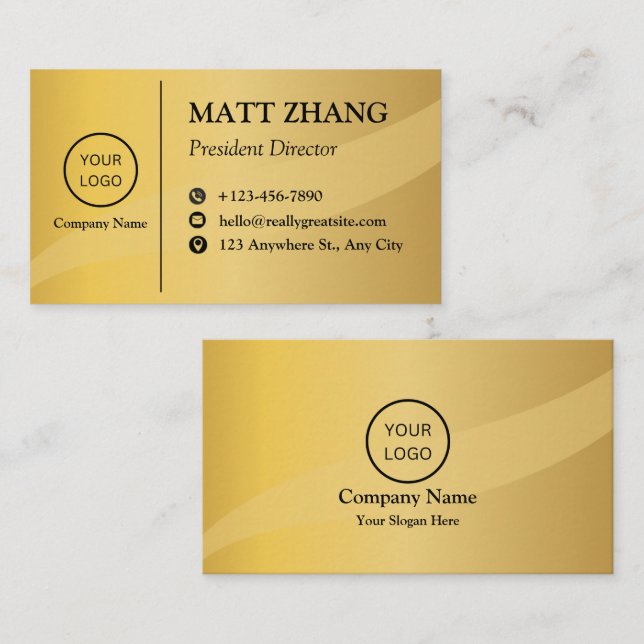 Carte De Visite Élégant Classy Golden Professional Moderne Golden  (Devant / Derrière)