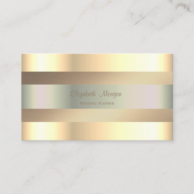 Carte De Visite Élégant Classy Modern, Faux Gold Stripes (Devant)