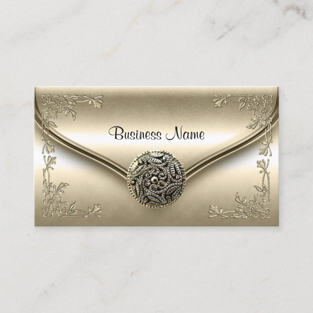 Carte De Visite Elegant Classy Profile Business Sepia Cream Floral (Devant)