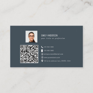 Carte De Visite Élégant code QR d'entreprise photo logo de médias 