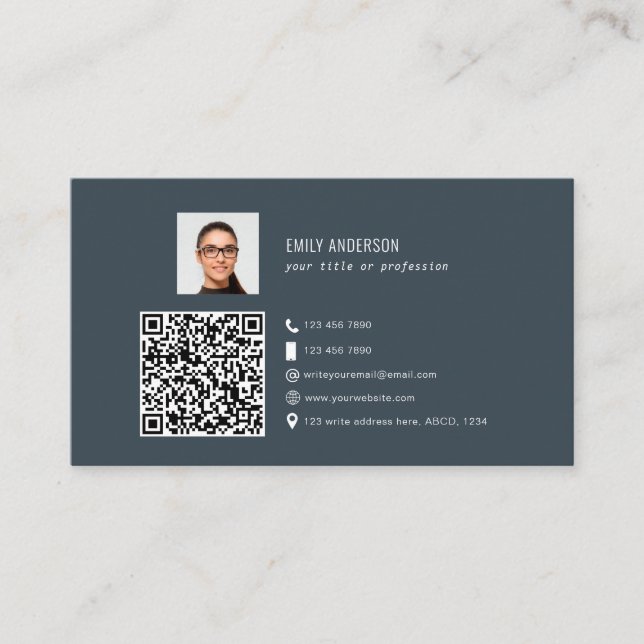 Carte De Visite Élégant code QR d'entreprise photo logo de médias  (Devant)