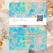 Élégant Code Qr Moderne Pierre Opale Dorée